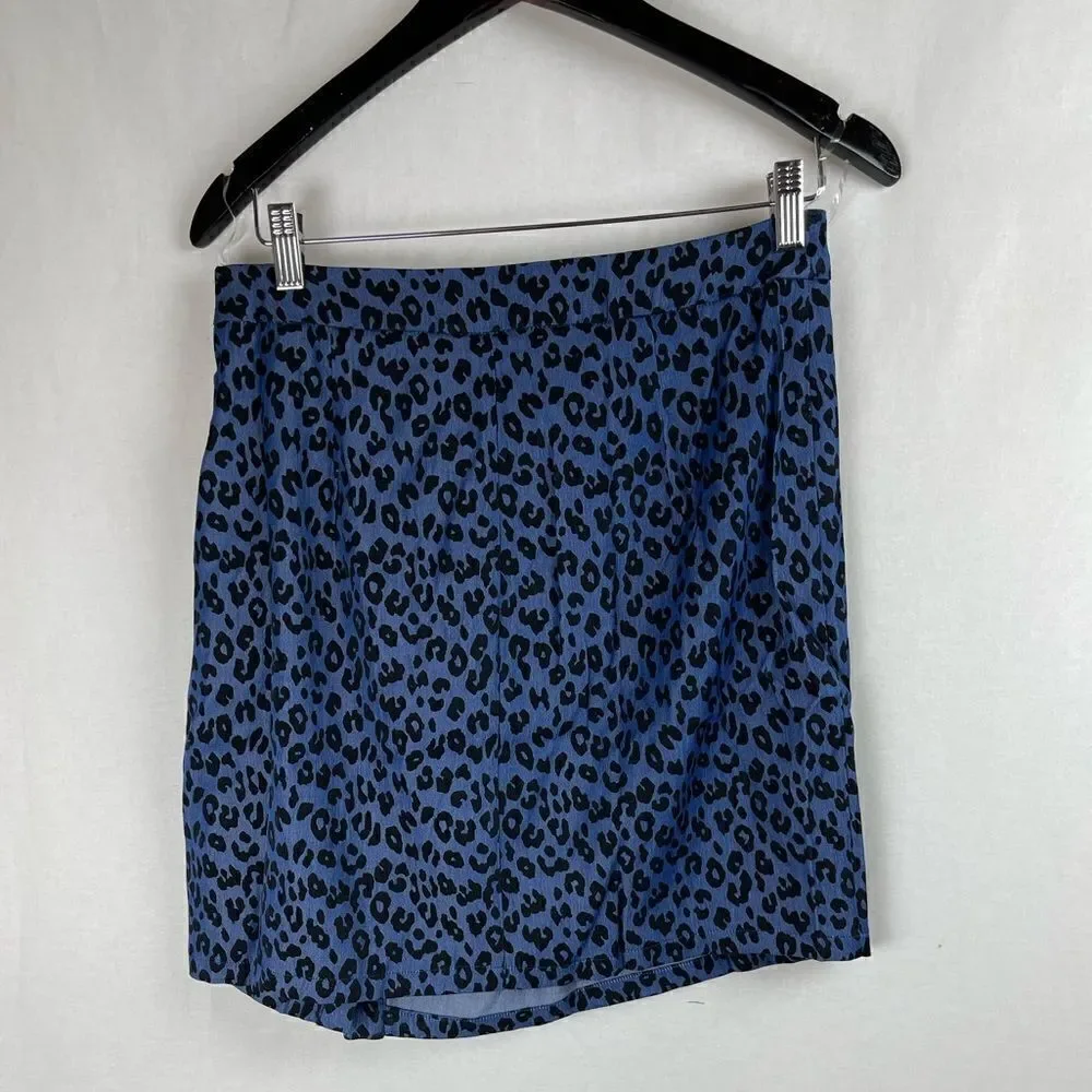 Animal Print Blazer Skirt Set blue black